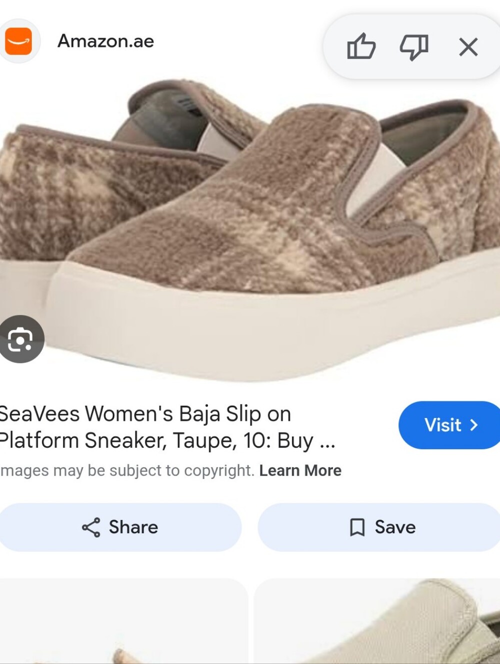 SeaVees Women's Baja Slip-On Platform Sneaker - Taupe Plaid